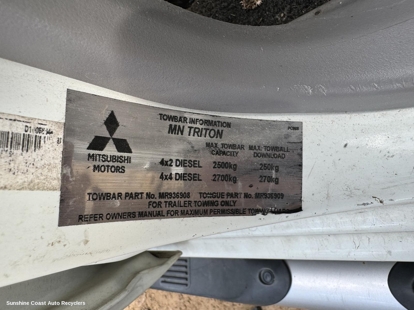 2010 Mitsubishi Triton Towbar