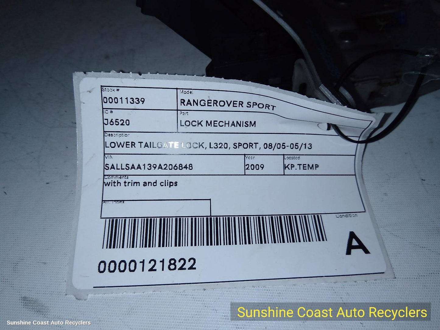 2009 Land Rover Rangerover Sport Door Boot Gate Lock