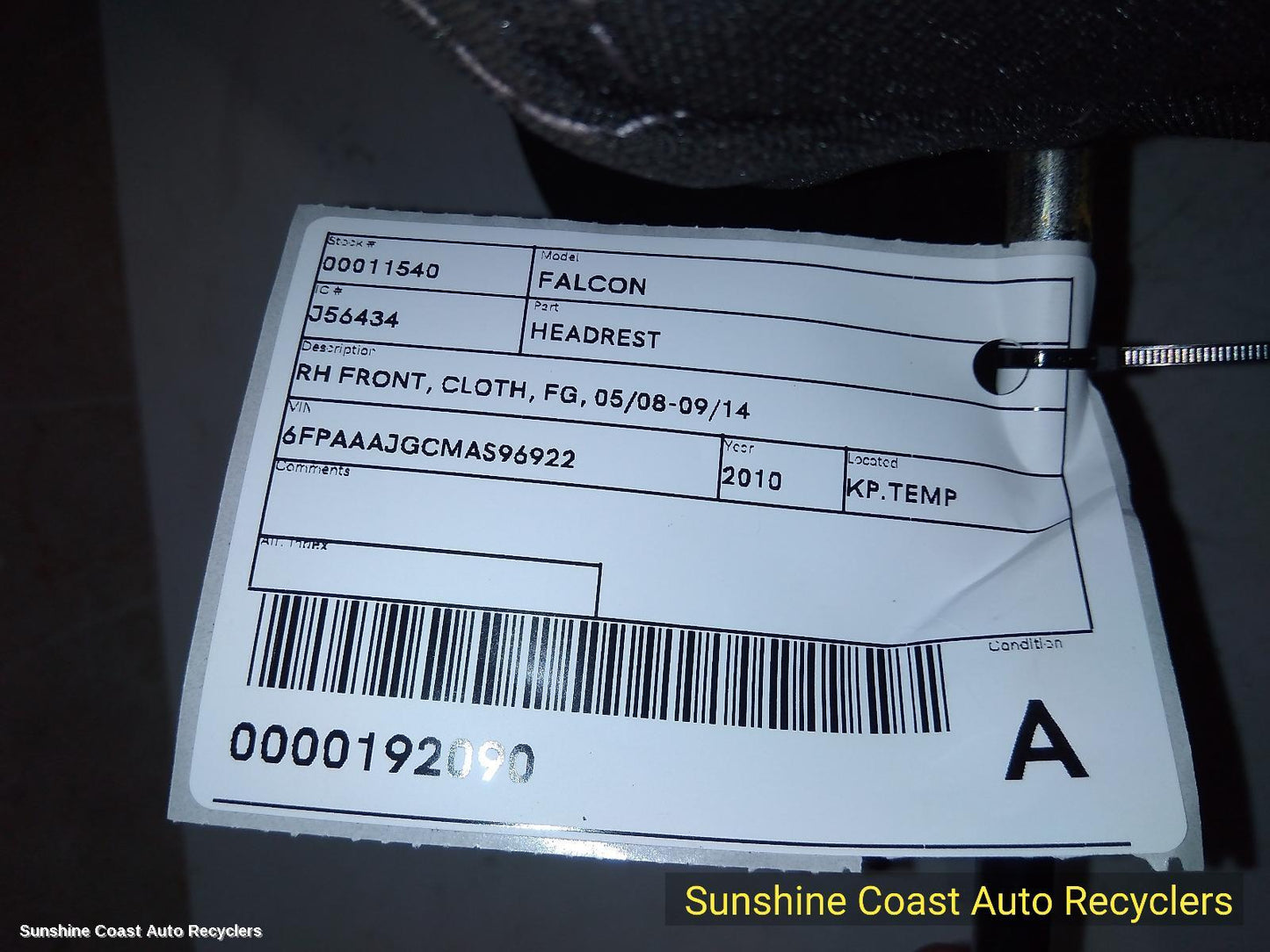 2010 Ford Falcon Headrest