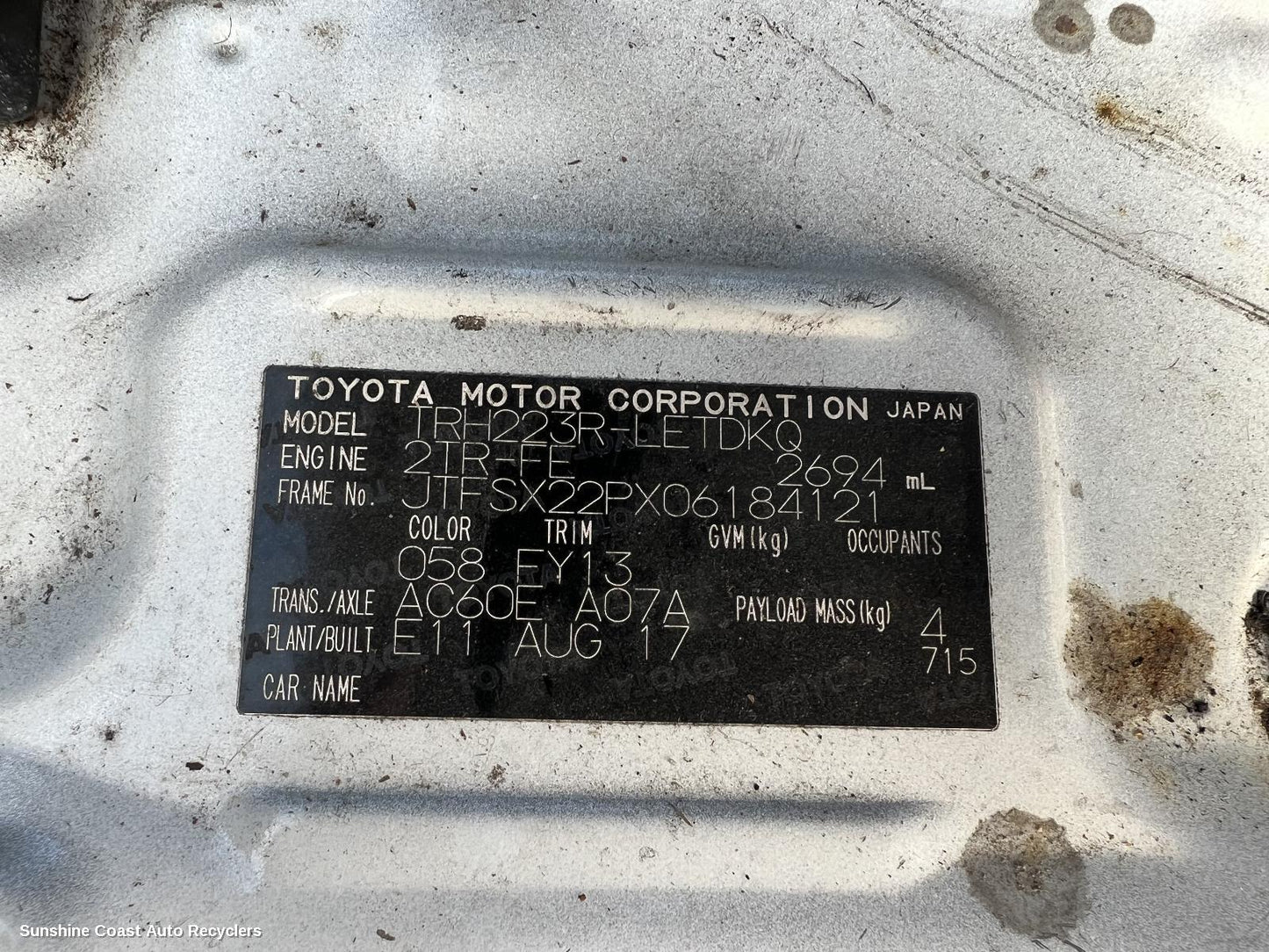 2017 Toyota Hiace Vacuum Air Pump
