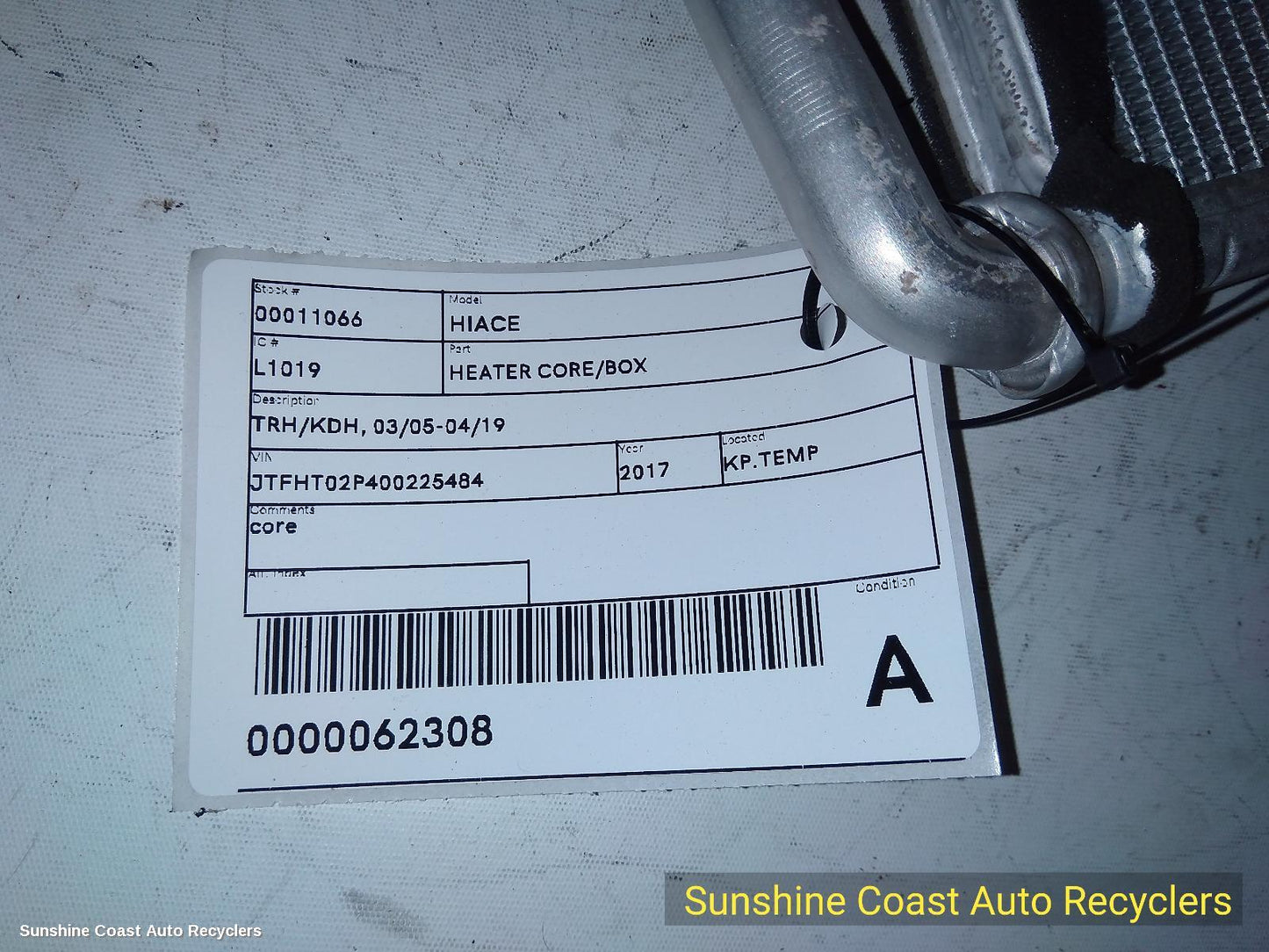 2017 Toyota Hiace Heater Core Box