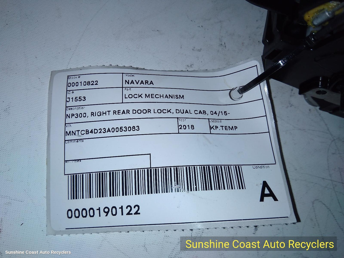 2018 Nissan Navara Door Boot Gate Lock