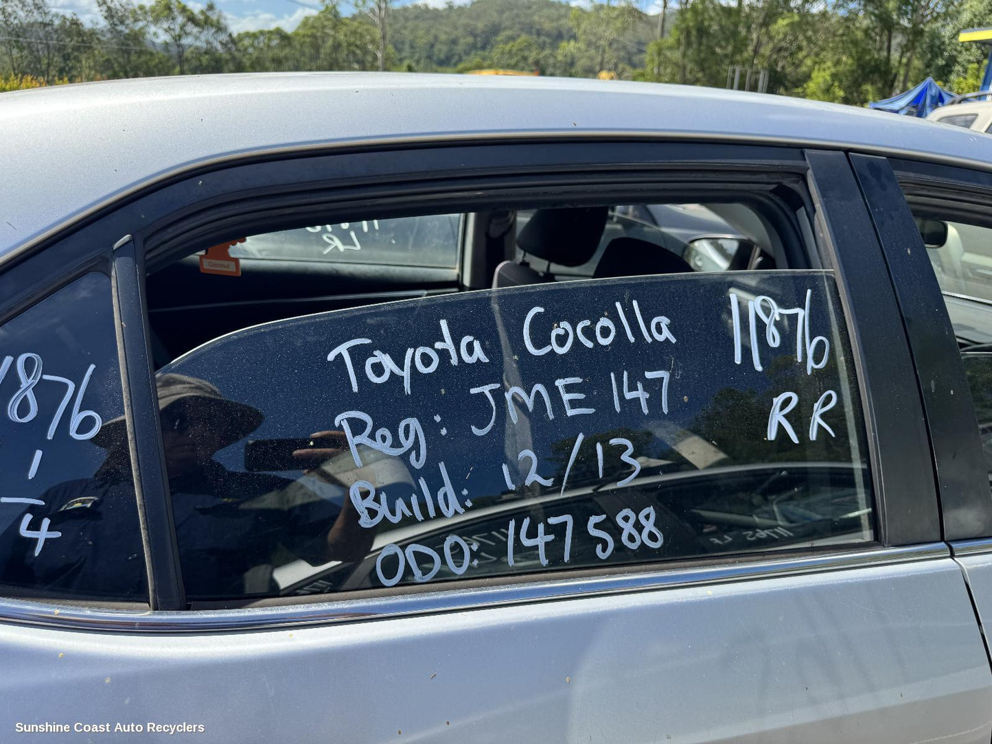 2013 Toyota Corolla Right Rear Door Window